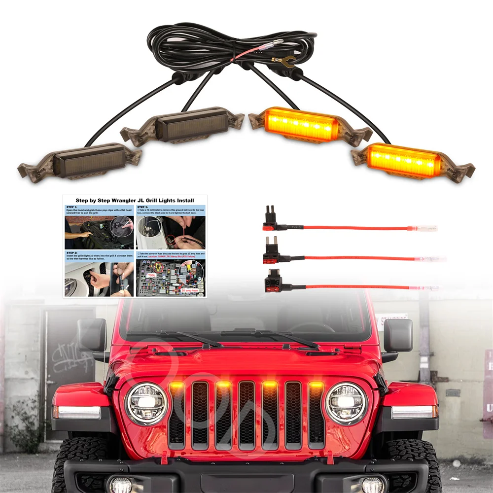 Auto Led Front Grille Grill Lights for 2018-2023 jeep Wranger JL JLU sport Grille Grills lights - 34