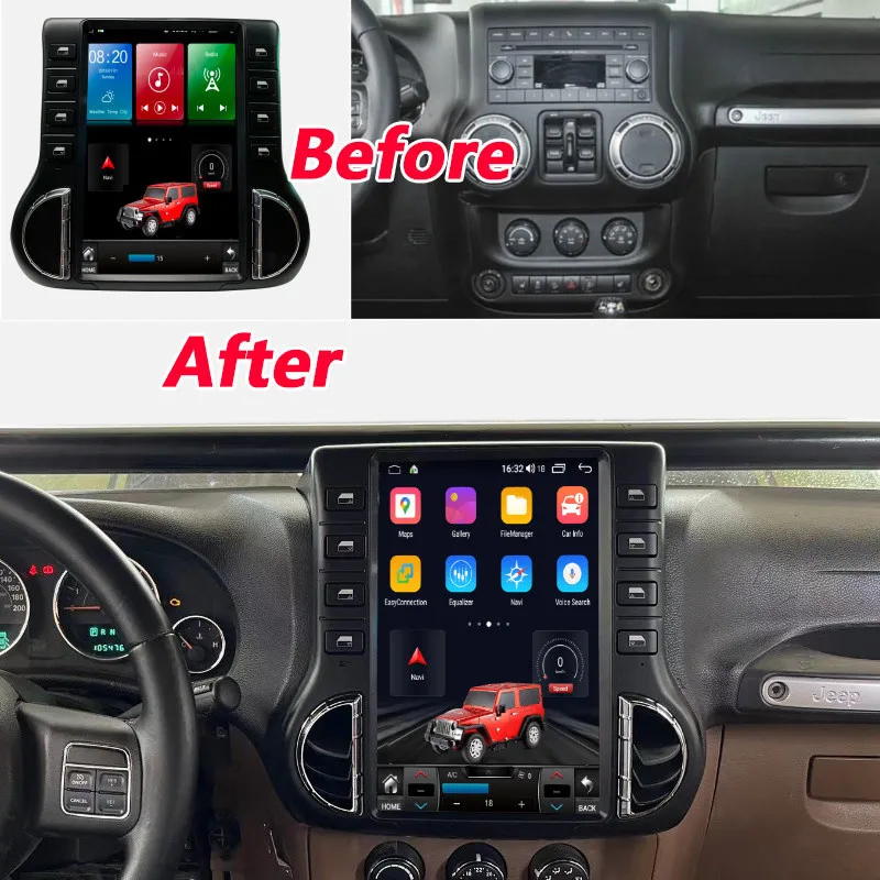 Android 13 Car Radio Stereo For Jeep Wrangler 3 JK 2011-2017 Touch Screen Car Multimedia Player GPS Navigation Carplay Head Unit -