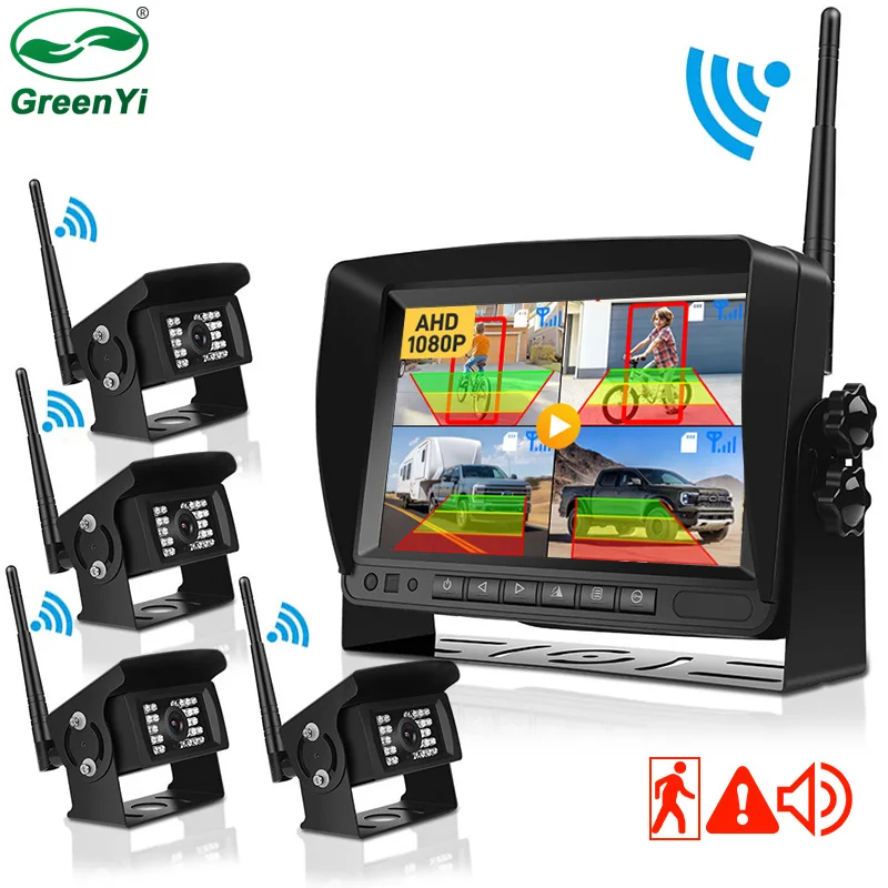 AHD 1080P Digital Wireless DVR Recorder Reverse Backup Camera with 7 Inch WiFi Monitor For Truck/Trailer/Bus/RV/Pickups/Trailer - 34