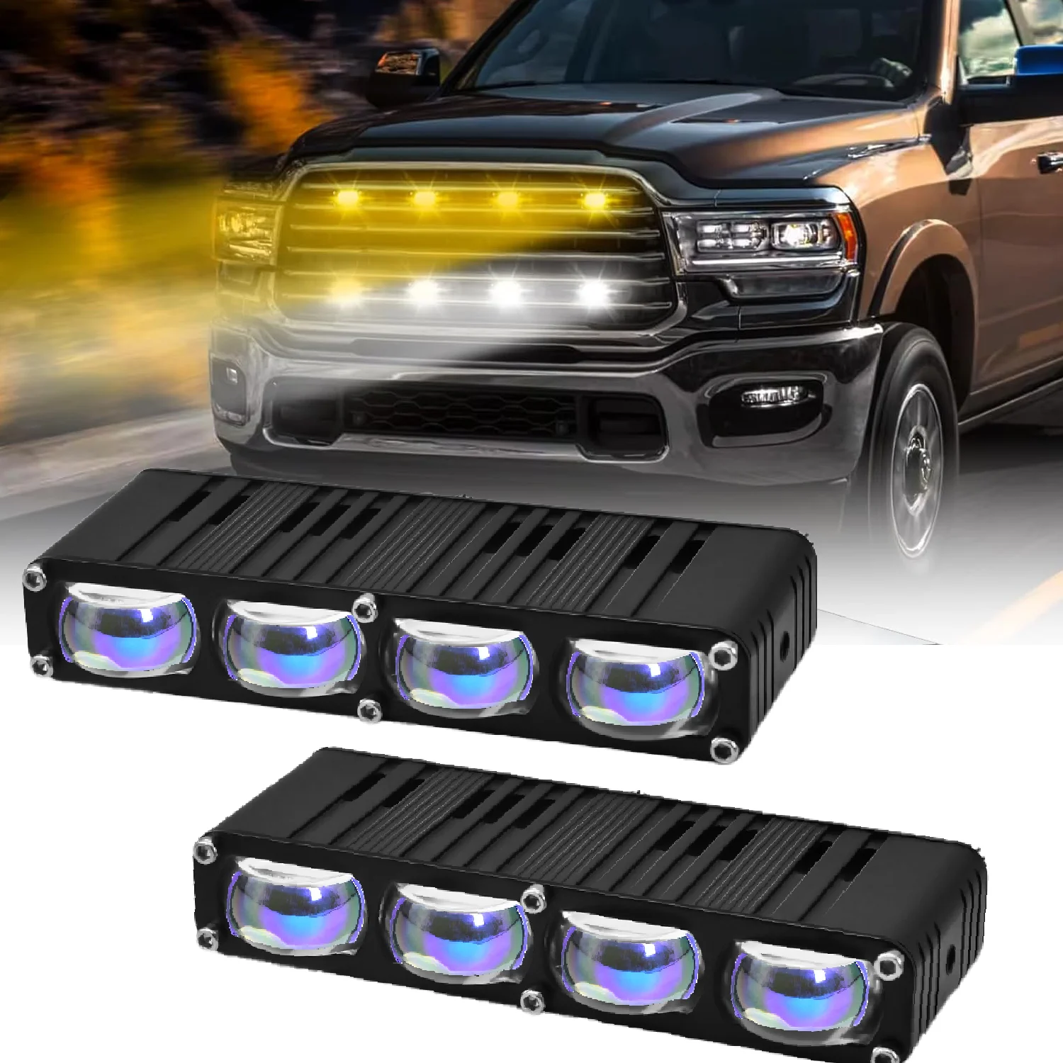 4 Lens Driving Grille Lights LED Auxiliary for Motorcycle Headlight Long Range 4x4 Tractor SUV Boat for Truck Jeep Lamp - 201355758